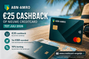 ABN AMRO geeft 25 euro cashback op nieuwe creditcard tot juli