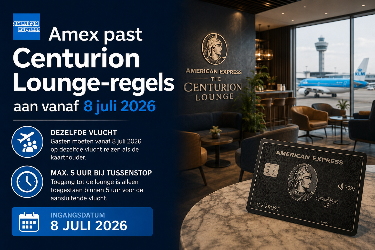 Amex past Centurion Lounge-regels aan vanaf 8 juli 2026