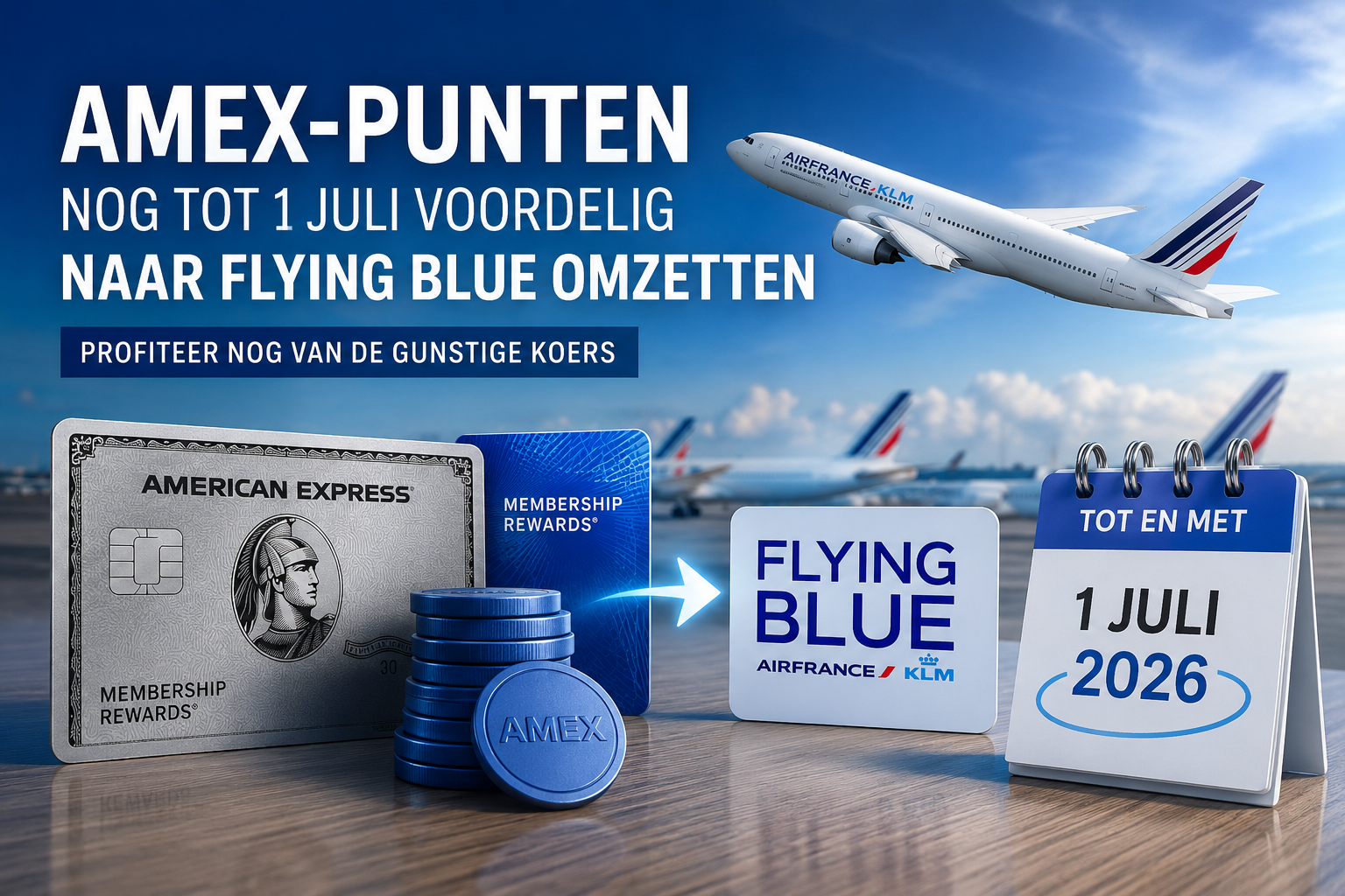 Amex-punten nog tot 1 juli voordelig naar Flying Blue omzetten