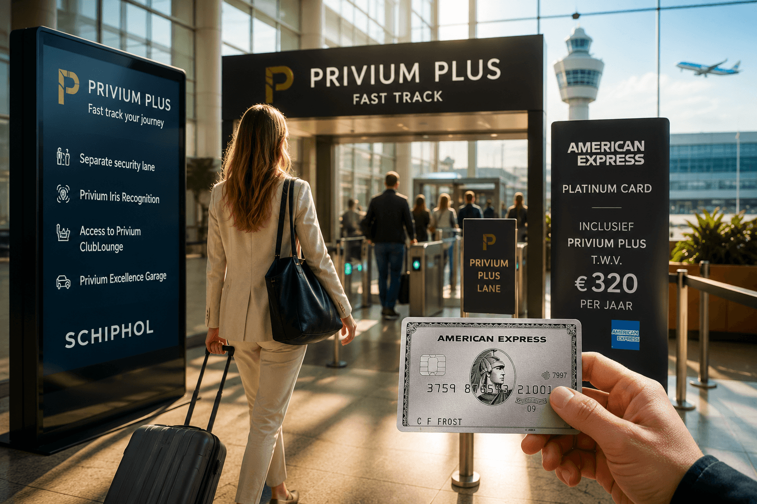 Privium Plus bij Amex Platinum €320 Schiphol-voordeel voor zomer 2026