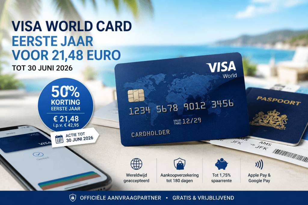 Visa World Card eerste jaar voor 21,48 euro tot 30 juni 2026